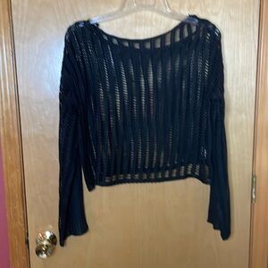 Amazon knit hollowed black long sleeve sweater size M